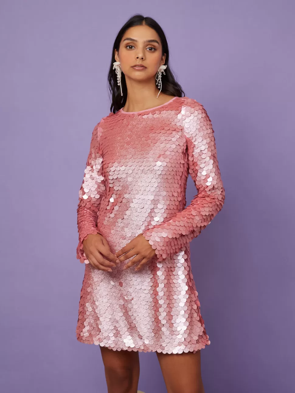 Dresses | Sister Jane Symphony Sequin Mini Dress Metallic Pink