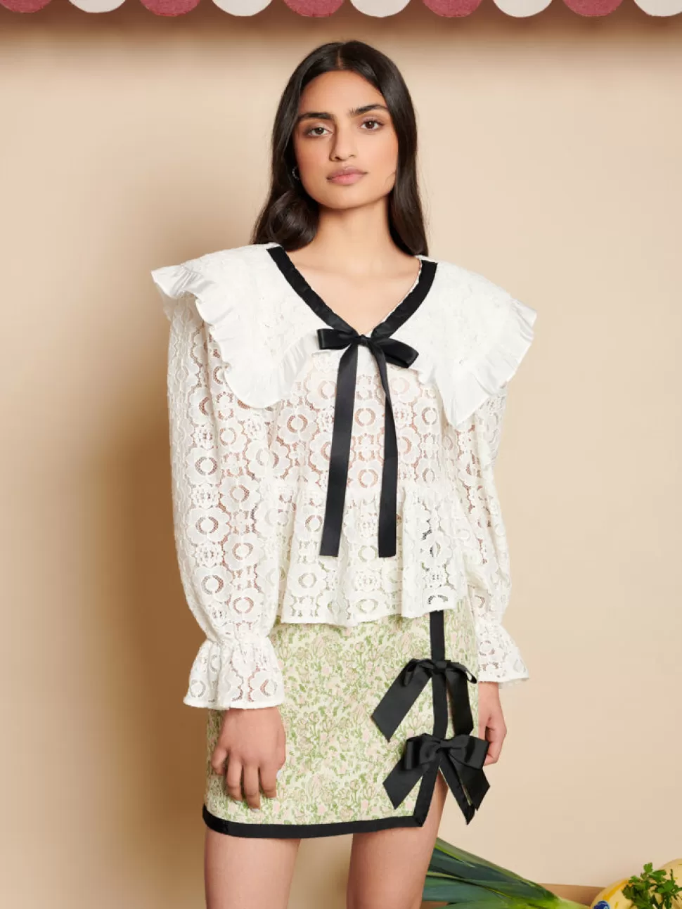 Tops | Sister Jane Vanilla Lace Bow Top White