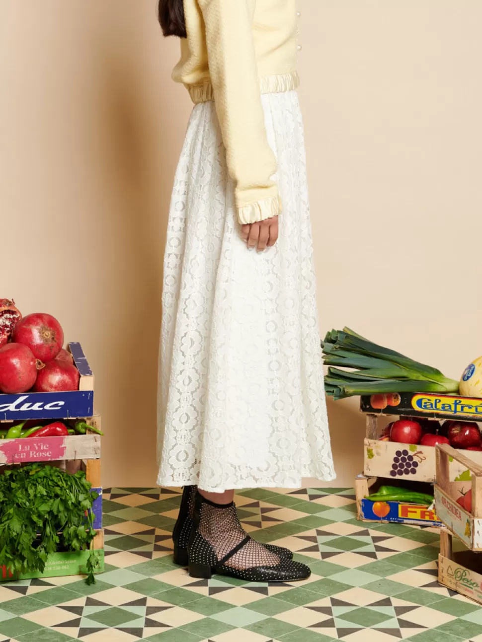 Bottoms | Sister Jane Vanilla Lace Midi Skirt White